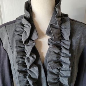 Calessa Gray Ruffled Unique Blazer Sz M